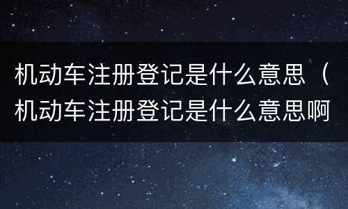 机动车注册登记是什么意思（机动车注册登记是什么意思啊）