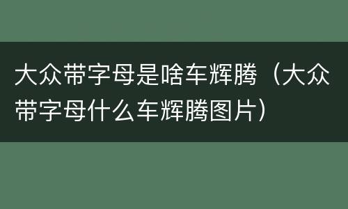 大众带字母是啥车辉腾（大众带字母什么车辉腾图片）