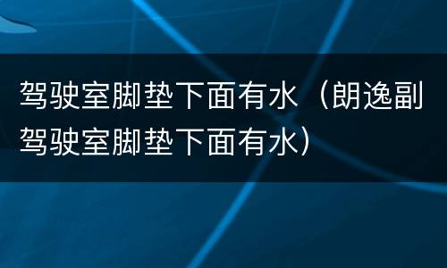 驾驶室脚垫下面有水（朗逸副驾驶室脚垫下面有水）