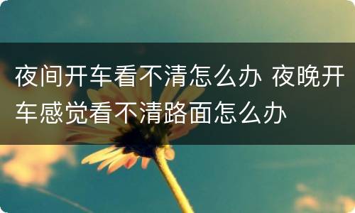 夜间开车看不清怎么办 夜晚开车感觉看不清路面怎么办