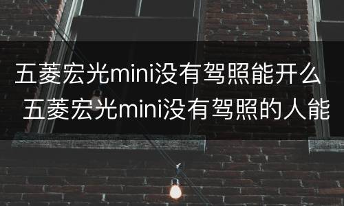 五菱宏光mini没有驾照能开么 五菱宏光mini没有驾照的人能开吗