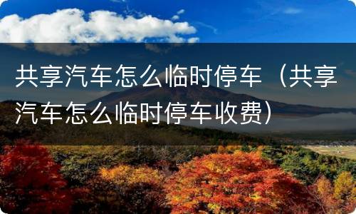 共享汽车怎么临时停车（共享汽车怎么临时停车收费）