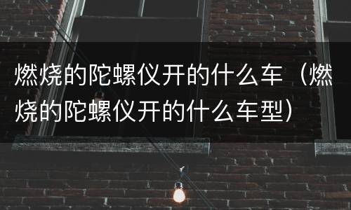燃烧的陀螺仪开的什么车（燃烧的陀螺仪开的什么车型）