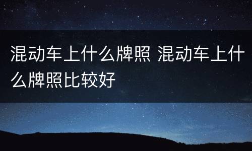 混动车上什么牌照 混动车上什么牌照比较好