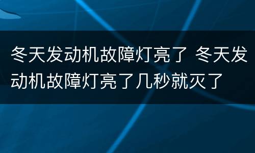 冬天发动机故障灯亮了 冬天发动机故障灯亮了几秒就灭了