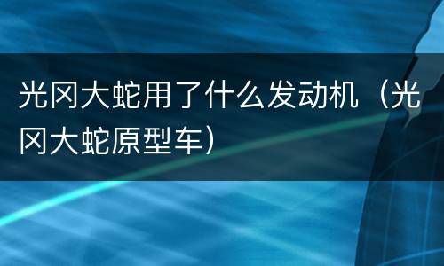 光冈大蛇用了什么发动机（光冈大蛇原型车）