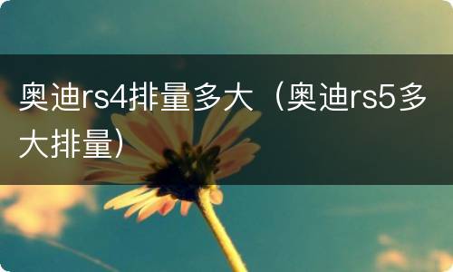 奥迪rs4排量多大（奥迪rs5多大排量）