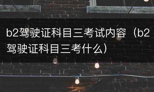 b2驾驶证科目三考试内容（b2驾驶证科目三考什么）