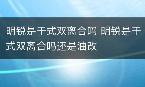 明锐是干式双离合吗 明锐是干式双离合吗还是油改