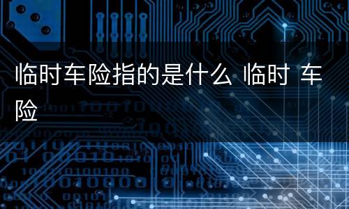 临时车险指的是什么 临时 车险