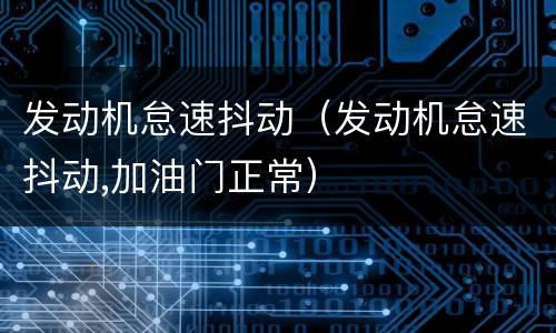 发动机怠速抖动（发动机怠速抖动,加油门正常）