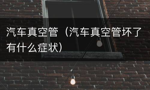 汽车真空管（汽车真空管坏了有什么症状）