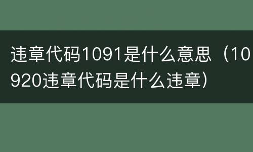 违章代码1091是什么意思（10920违章代码是什么违章）