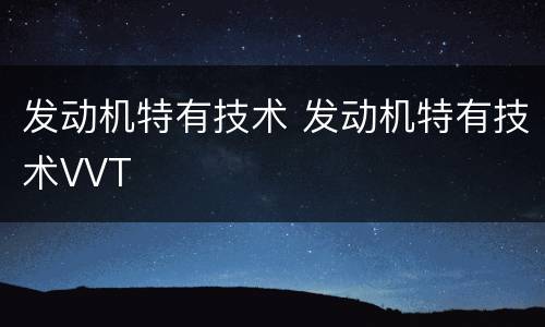 发动机特有技术 发动机特有技术VVT