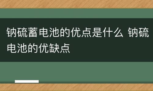 钠硫蓄电池的优点是什么 钠硫电池的优缺点