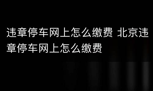违章停车网上怎么缴费 北京违章停车网上怎么缴费