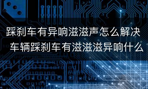 踩刹车有异响滋滋声怎么解决 车辆踩刹车有滋滋滋异响什么原因