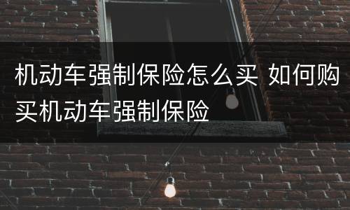 机动车强制保险怎么买 如何购买机动车强制保险