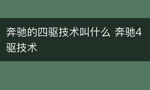 奔驰的四驱技术叫什么 奔驰4驱技术