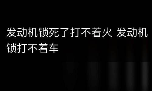 发动机锁死了打不着火 发动机锁打不着车