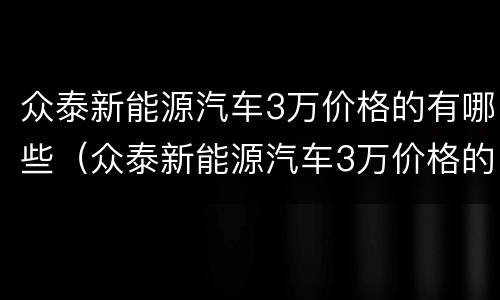 众泰新能源汽车3万价格的有哪些（众泰新能源汽车3万价格的有哪些车）