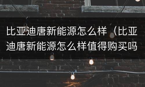 比亚迪唐新能源怎么样（比亚迪唐新能源怎么样值得购买吗）