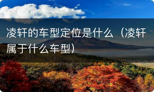 凌轩的车型定位是什么（凌轩属于什么车型）