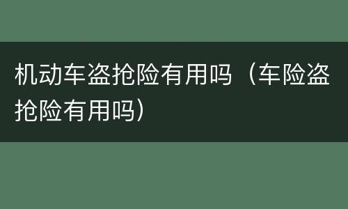机动车盗抢险有用吗（车险盗抢险有用吗）