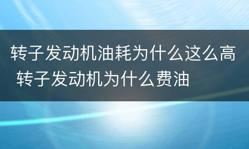 转子发动机油耗为什么这么高 转子发动机为什么费油
