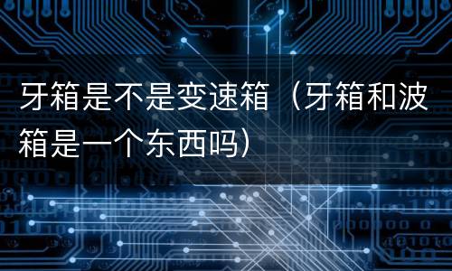 牙箱是不是变速箱（牙箱和波箱是一个东西吗）