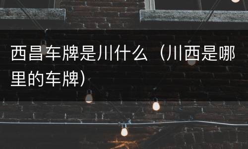 西昌车牌是川什么（川西是哪里的车牌）