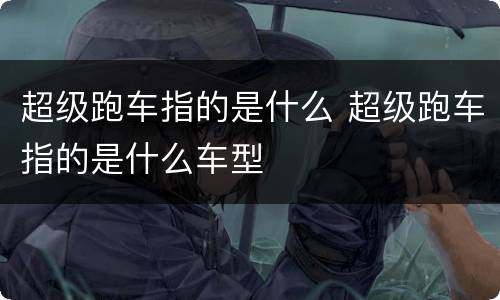 超级跑车指的是什么 超级跑车指的是什么车型