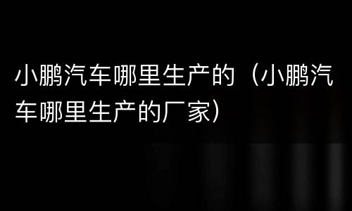 小鹏汽车哪里生产的（小鹏汽车哪里生产的厂家）