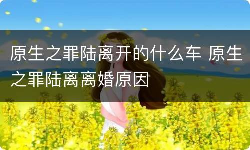 原生之罪陆离开的什么车 原生之罪陆离离婚原因