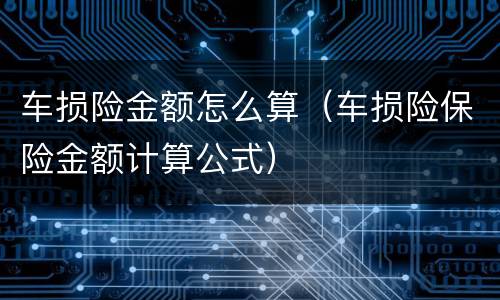 车损险金额怎么算（车损险保险金额计算公式）
