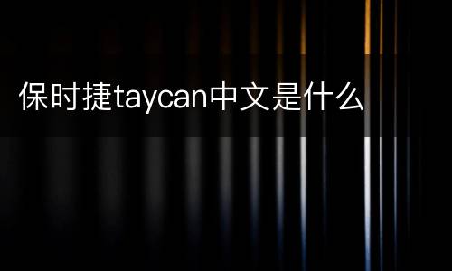 保时捷taycan中文是什么