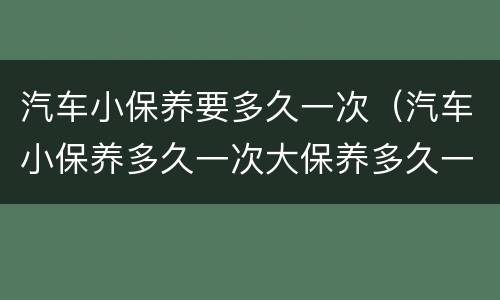 汽车小保养要多久一次（汽车小保养多久一次大保养多久一次）