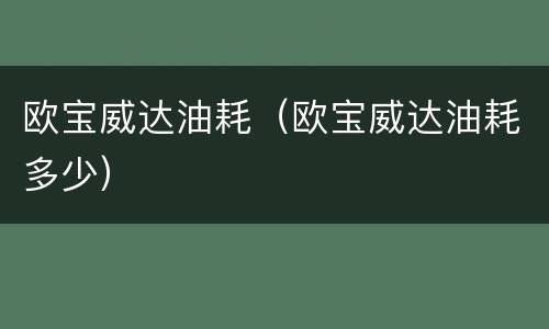 欧宝威达油耗（欧宝威达油耗多少）