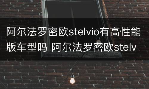阿尔法罗密欧stelvio有高性能版车型吗 阿尔法罗密欧stelvio车评