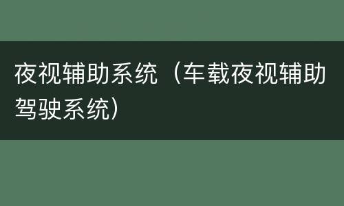 夜视辅助系统（车载夜视辅助驾驶系统）