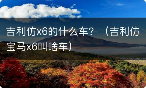 吉利仿x6的什么车？（吉利仿宝马x6叫啥车）