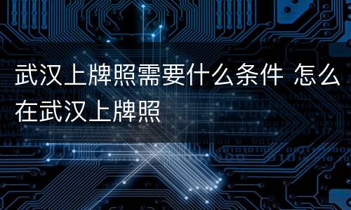 武汉上牌照需要什么条件 怎么在武汉上牌照