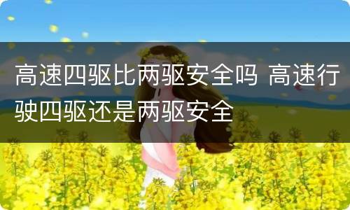 高速四驱比两驱安全吗 高速行驶四驱还是两驱安全