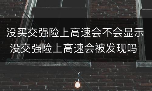 没买交强险上高速会不会显示 没交强险上高速会被发现吗