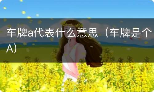 车牌a代表什么意思（车牌是个A）