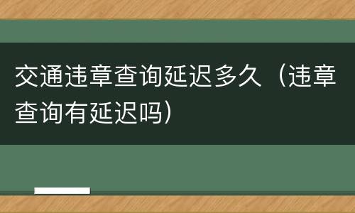 交通违章查询延迟多久（违章查询有延迟吗）