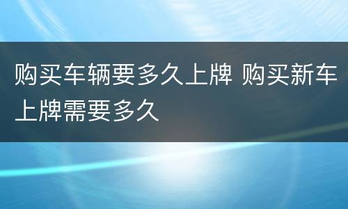 购买车辆要多久上牌 购买新车上牌需要多久