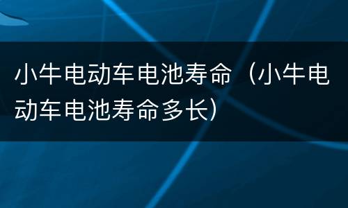 小牛电动车电池寿命（小牛电动车电池寿命多长）