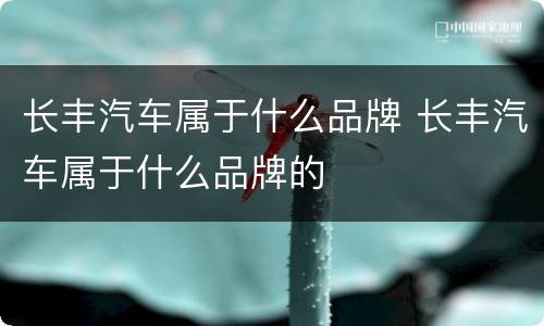长丰汽车属于什么品牌 长丰汽车属于什么品牌的