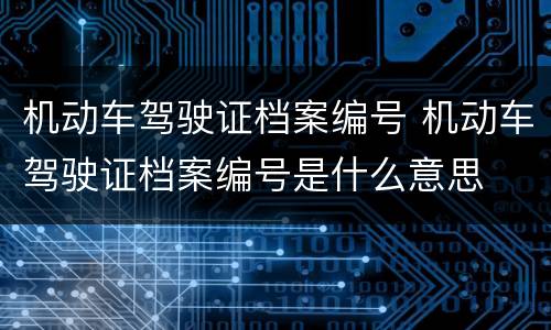 机动车驾驶证档案编号 机动车驾驶证档案编号是什么意思